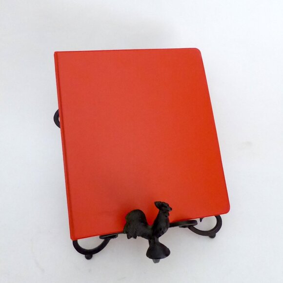 NEW ROOSTER CHICKEN BLACK CAST IRON COOKBOOK RECIPE STAND EASEL HOLDER - Picture 8 of 8